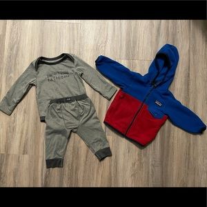 Baby Patagonia Winter Thermals and Fleece Hoodie jacket Size 6 months